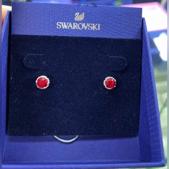 FOR January Borns 🥳, Authentic Swarovski January Birthstone Red Earrings. BNIB. - Picture 1 of 8